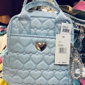 Betsey johnson Light Blue Quilted Heart Backpack